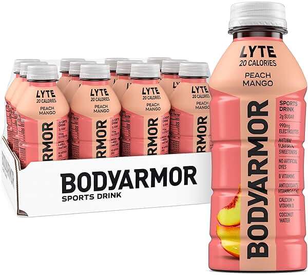 BODYARMOR LYTE, Peach Mango, Electrolyte Drink, 20 Calories, 16 Fl Oz Bottles (12 Pack), Coconut Water Sports Drink, Natural Flavor & B Vitamins - Image 1