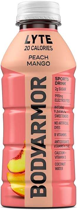 BODYARMOR LYTE, Peach Mango, Electrolyte Drink, 20 Calories, 16 Fl Oz Bottles (12 Pack), Coconut Water Sports Drink, Natural Flavor & B Vitamins - Image 11