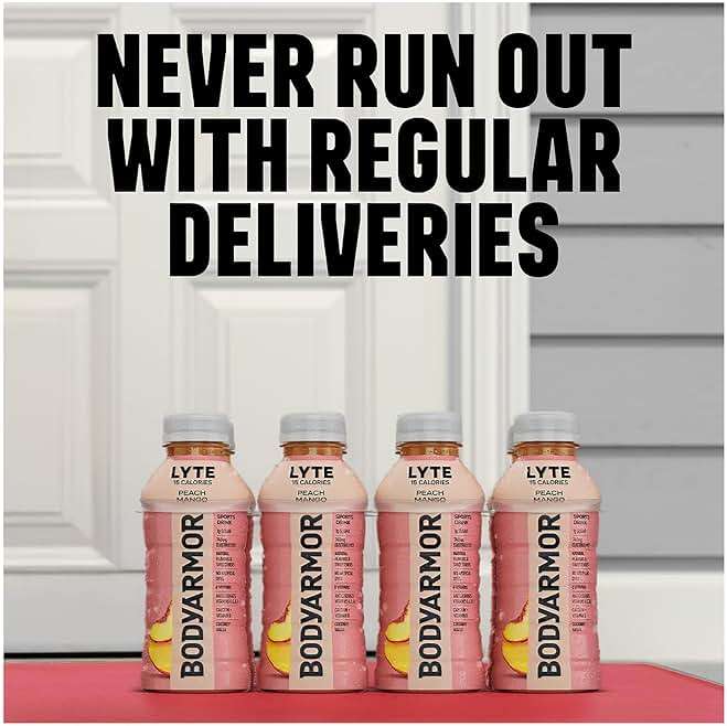 BODYARMOR LYTE, Peach Mango, Electrolyte Drink, 20 Calories, 16 Fl Oz Bottles (12 Pack), Coconut Water Sports Drink, Natural Flavor & B Vitamins - Image 5