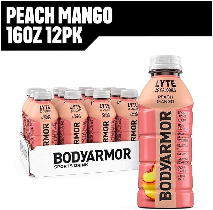 BODYARMOR LYTE, Peach Mango, Electrolyte Drink, 20 Calories, 16 Fl Oz Bottles (12 Pack), Coconut Water Sports Drink, Natural Flavor & B Vitamins - Image 10