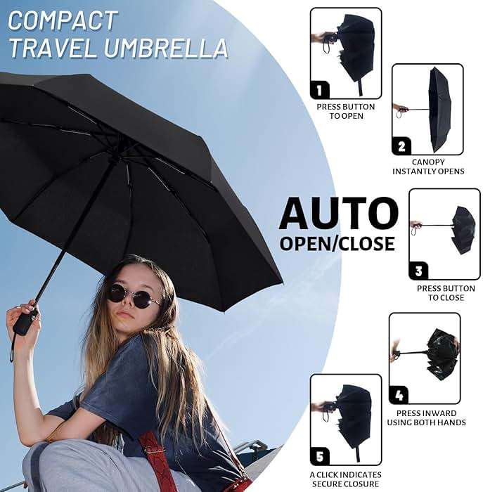 SY COMPACT Travel Umbrella Windproof Automatic Umbrellas Small Compact UV Sun Protection Factory Outlet Umbrella - Image 5