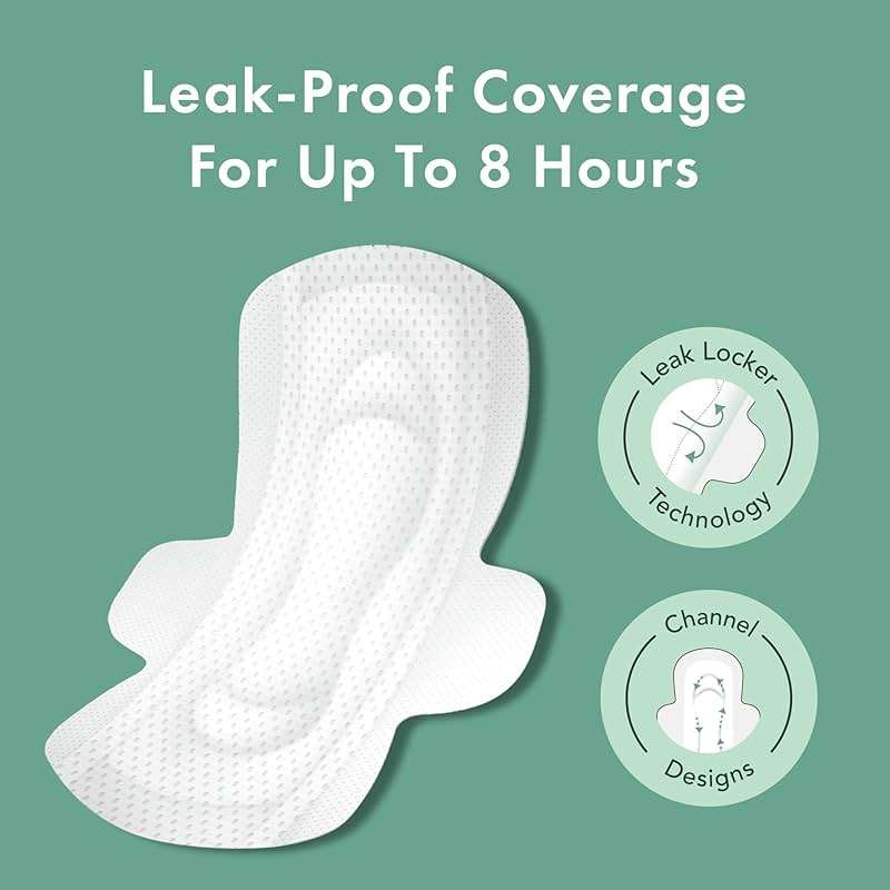 Rael Pads for Women, Organic Cotton Cover - Moderate Absorbency, Feminine Care, Ultra Thin, Sanitary Napkins with Wings, Unscented (Regular, 56 Total) - Image 2
