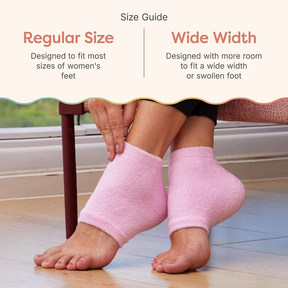 ZenToes Moisturizing Socks for Cracked Heel Treatment, Vitamin E, Olive Oil and Jojoba Oil Infused Heel Socks, Spa Gifts for Women, Relaxation Gifts for Women (Fuzzy Blue and Pink, Regular) - Image 7