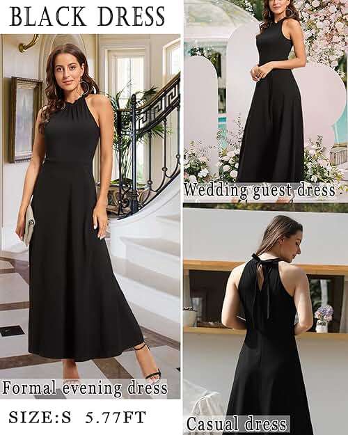 STYLEWORD Women's Summer Floral Halter Maxi Dress Vacation Semi Formal 2026 - Image 2