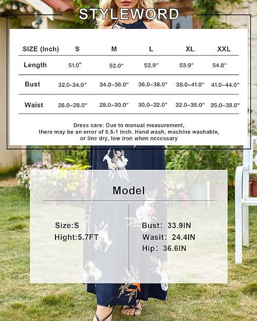 STYLEWORD Women's Summer Floral Halter Maxi Dress Vacation Semi Formal 2026 - Image 8