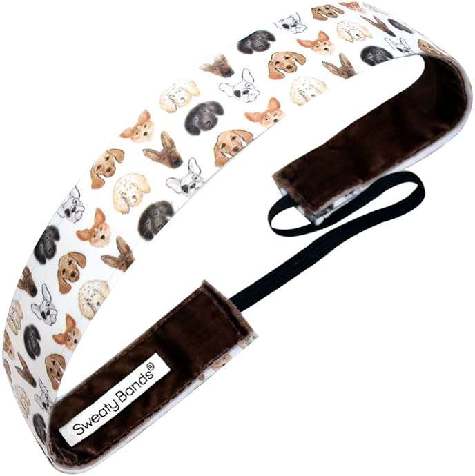 Sweaty Bands Womens Girls Headband - Non-Slip Velvet-Lined Sports Hairband - Dog Days - Image 1
