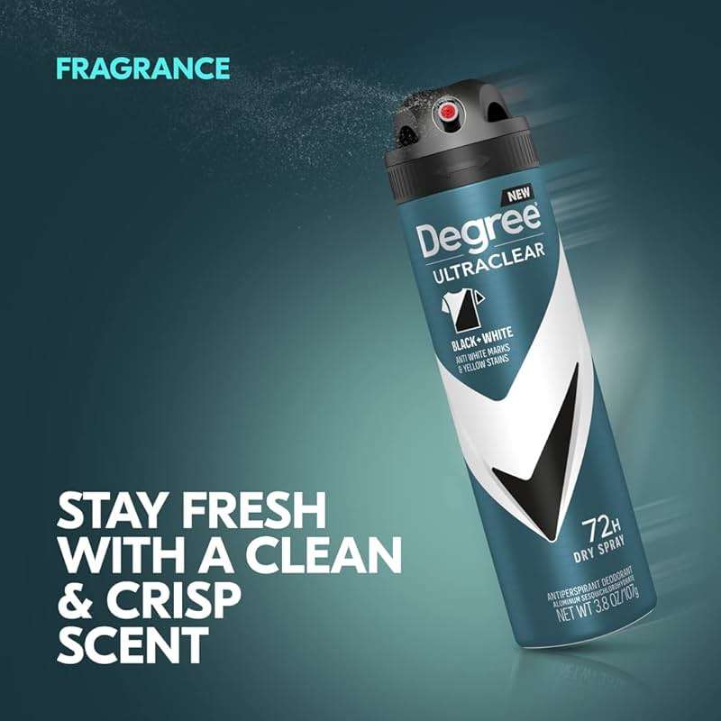 Degree Men Antiperspirant Deodorant Dry Spray Black + White Protects from Deodorant Stains Antiperspirant for Men with MotionSense Technology, 3.8 Ounce (Pack of 3) - Image 4