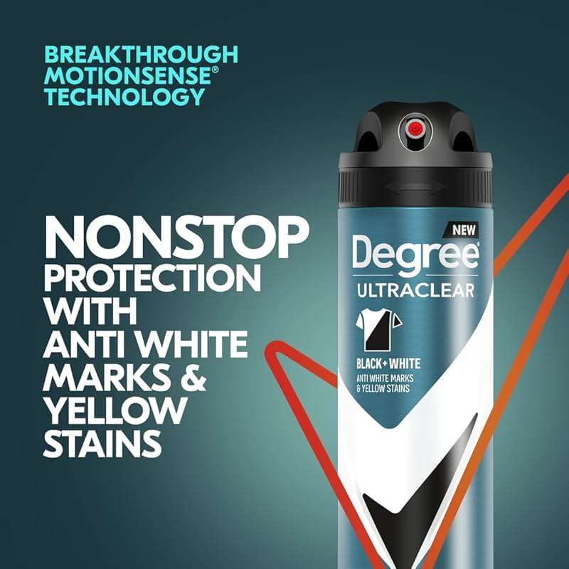 Degree Men Antiperspirant Deodorant Dry Spray Black + White Protects from Deodorant Stains Antiperspirant for Men with MotionSense Technology, 3.8 Ounce (Pack of 3) - Image 7