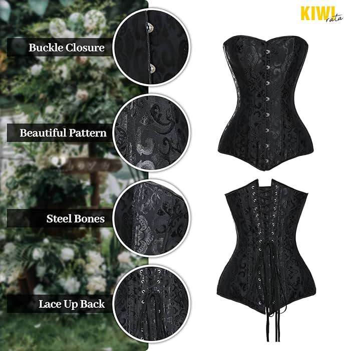 KIWI RATA Women's Hourglass Longline Overbust Corset Steel Boned Long Torso Waist Training Bustier - Image 4