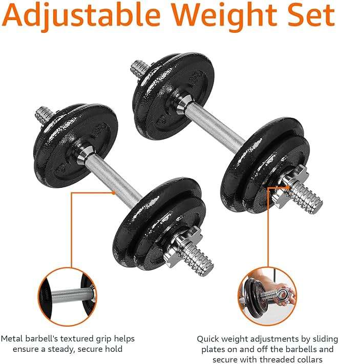 Amazon Basics Adjustable Dumbbell Hand Weight Set with Storage Case, Portable, Secure, 38 Pounds, Black - Image 4