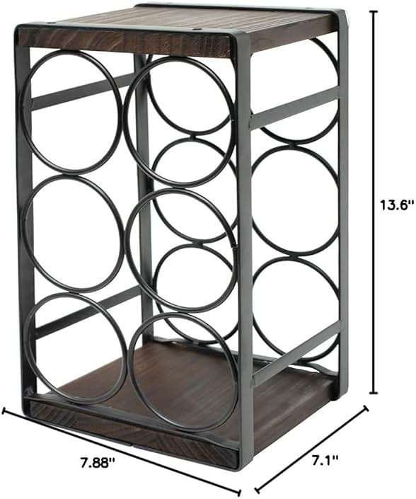 SODUKU Rustic Wood Countertop Wine Rack 6 Bottles No Need Assembly Brown - Image 3