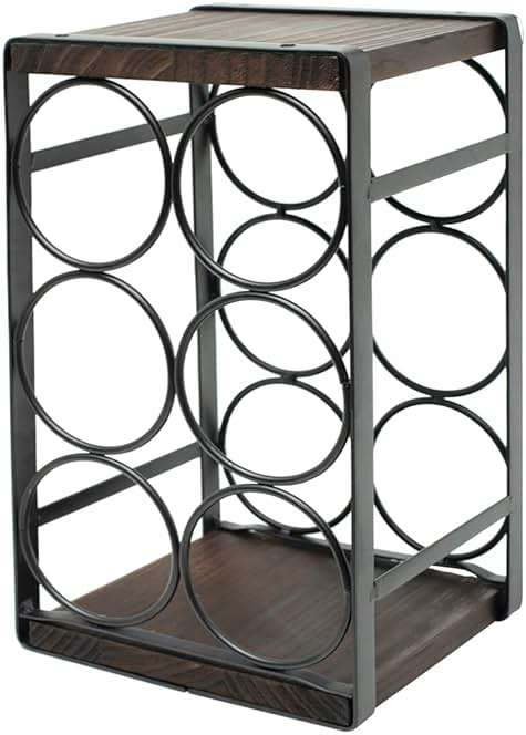 SODUKU Rustic Wood Countertop Wine Rack 6 Bottles No Need Assembly Brown - Image 8