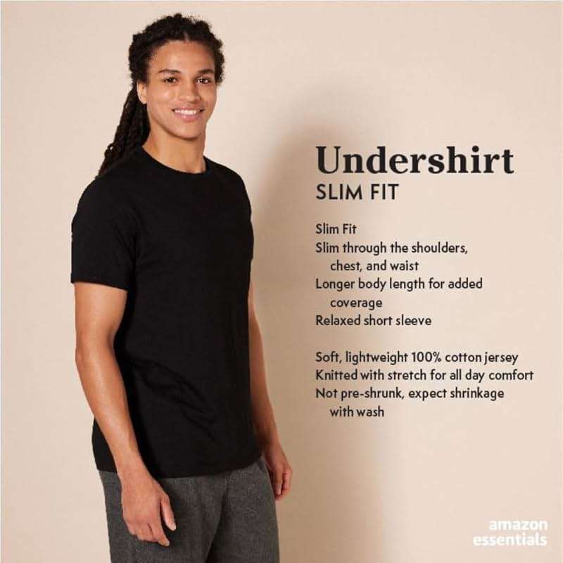 Amazon Essentials Men's Slim Fit Crewneck Undershirts - Image 2