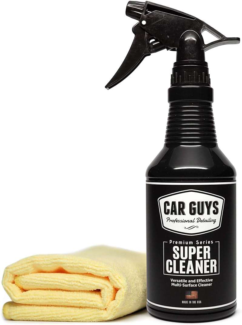 CAR Guys Super Cleaner | Interior Car Cleaner for Tough Stains | Stain Remover for Car Seats, Carpet, Upholstery, & Leather | 18 Oz Kit with Microfiber Towel - Image 1