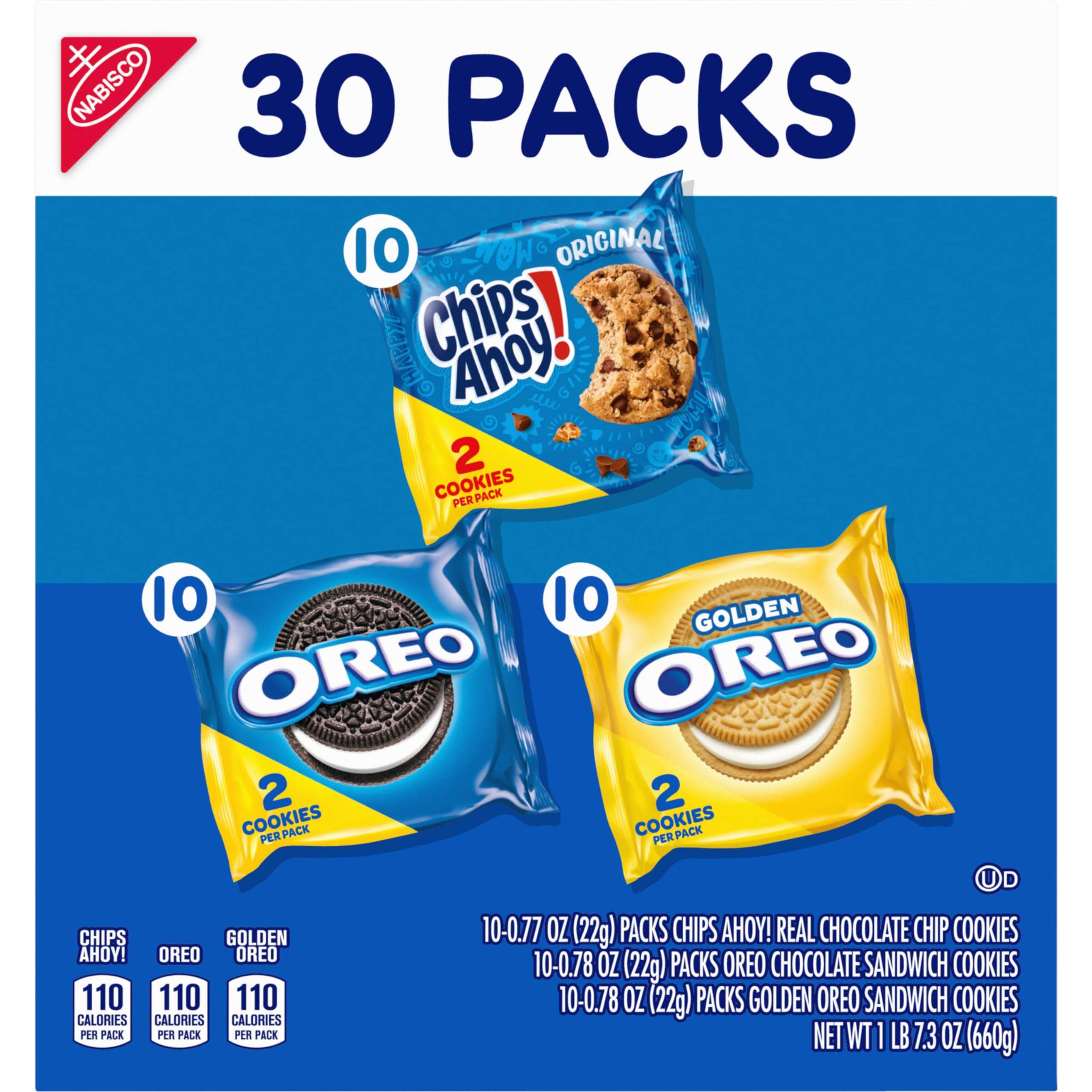 Nabisco Sweet Treats Cookie Variety Pack OREO, OREO Golden & CHIPS AHOY!, 30 Snack Packs (2 Cookies Per Pack) - Image 12