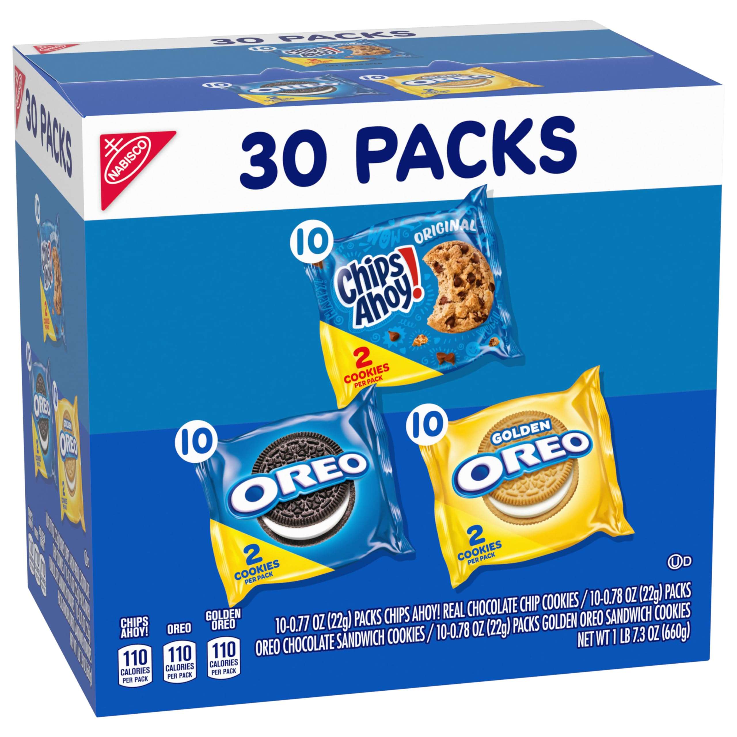 Nabisco Sweet Treats Cookie Variety Pack OREO, OREO Golden & CHIPS AHOY!, 30 Snack Packs (2 Cookies Per Pack) - Image 10