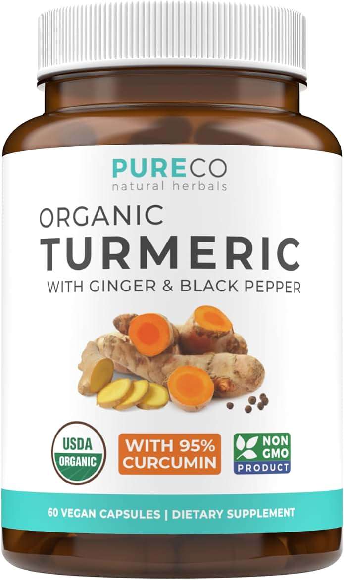 Organic Turmeric Ginger Black Pepper Supplement - High Potency Organic Turmeric Curcumin Capsules with Ginger & Black Pepper for Enhanced Benefits and Absorption - Vegan & Non-GMO (2 Month Supply) - Image 1
