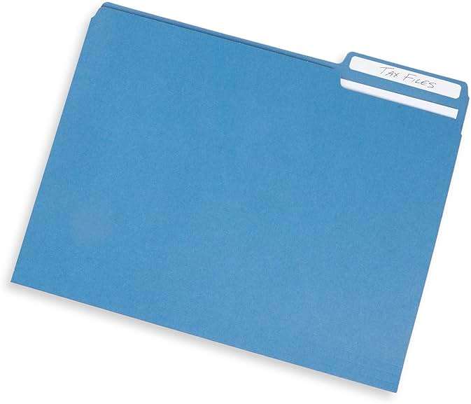 File Folder, 1/3 Cut Tab, Letter Size, Blue, Great for Organizing and Easy File Storage, 100 Per Box - Image 4