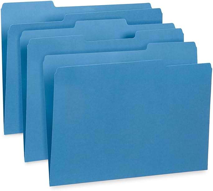 File Folder, 1/3 Cut Tab, Letter Size, Blue, Great for Organizing and Easy File Storage, 100 Per Box - Image 5