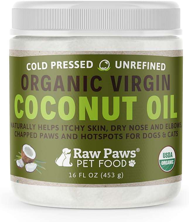 Raw Paws Virgin Organic Coconut Oil for Dogs & Cats, 16-oz - Treatment for Itchy Skin, Dry Nose, Paws - Hot Spot Lotion - Natural Hairball Remedy for Cats - Image 1