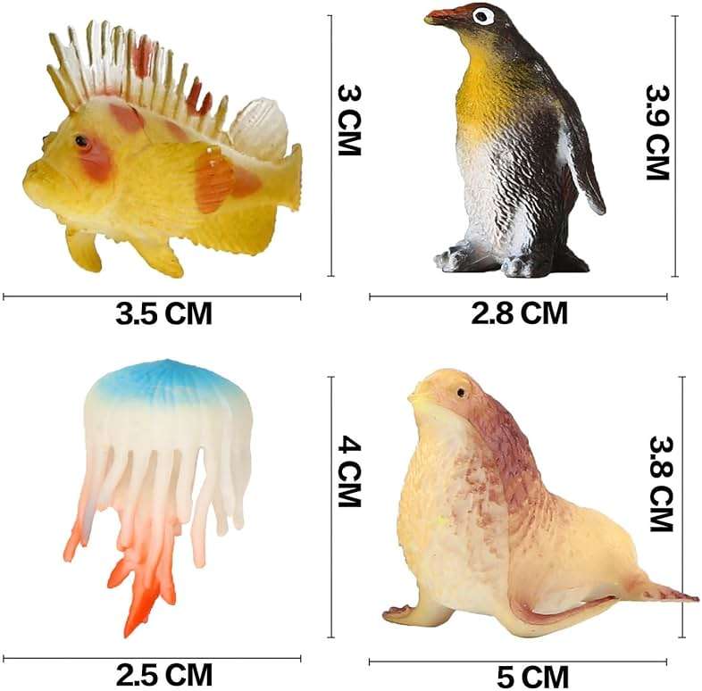 Funcorn Toys Ocean Sea Animal, 52 Pack Assorted Mini Vinyl Plastic Animal Toy Set, Realistic Under The Sea Life Figure Bath Toy for Child Educational Party Cake Cupcake Topper,Valentines Day Gift - Image 2