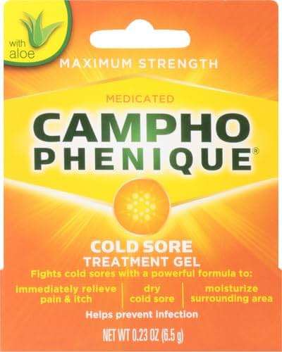 Campho Phenique Maximum Strength Cold Sore and Fever Blister Treatment Gel with Aloe for Lips, Cold Sore Treatment Gel, Instant Relief, Helps Prevent Infection To Promote Healing, 0.23 Oz - Image 2