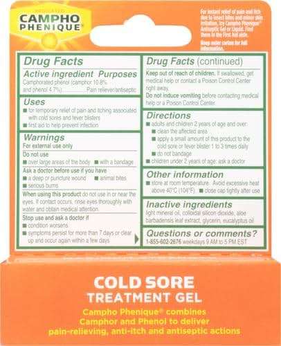 Campho Phenique Maximum Strength Cold Sore and Fever Blister Treatment Gel with Aloe for Lips, Cold Sore Treatment Gel, Instant Relief, Helps Prevent Infection To Promote Healing, 0.23 Oz - Image 3