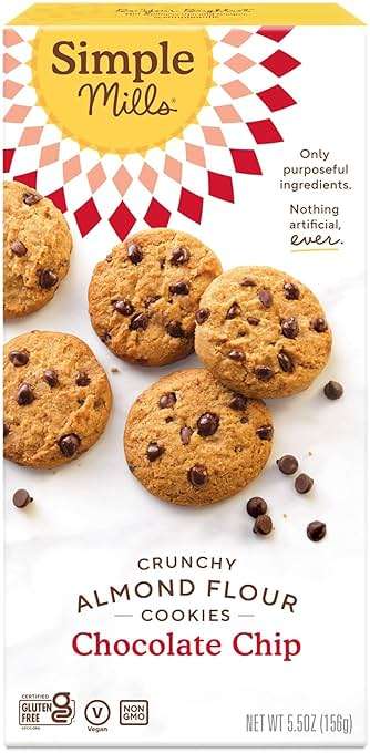 Simple Mills Almond Flour Chocolate Chip Cookies, Gluten Free and Delicious Crunchy Cookies, Organic Coconut Oil, Good for Snacks (Packaging May Vary) - Image 1