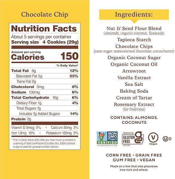 Simple Mills Almond Flour Chocolate Chip Cookies, Gluten Free and Delicious Crunchy Cookies, Organic Coconut Oil, Good for Snacks (Packaging May Vary) - Image 2