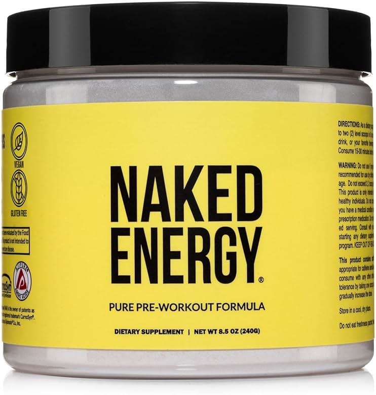 NAKED Energy - Pure Pre Workout Powder for Men and Women, NSF Certified, Vegan, Unflavored, Healthy Pre Workout - No Added Sweeteners, Colors Or Flavors - 50 Servings - Image 1