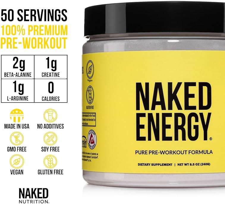 NAKED Energy - Pure Pre Workout Powder for Men and Women, NSF Certified, Vegan, Unflavored, Healthy Pre Workout - No Added Sweeteners, Colors Or Flavors - 50 Servings - Image 3