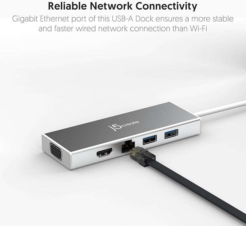 j5create USB 3.0 Hub with HDMI, VGA, RJ45 Gigabit Ethernet, 2 USB 3.1 Type-A Ports - High Speed Data Transfer Adapter for Mac, Windows, Desktop PC - Supports Up to 2K Resolution (JUD380) - Image 6