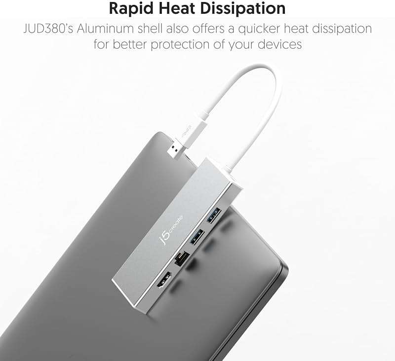 j5create USB 3.0 Hub with HDMI, VGA, RJ45 Gigabit Ethernet, 2 USB 3.1 Type-A Ports - High Speed Data Transfer Adapter for Mac, Windows, Desktop PC - Supports Up to 2K Resolution (JUD380) - Image 9