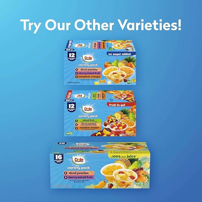 Dole Diced Peaches, Mandarin Oranges, and Cherry Mixed Fruit with No Sugar Added Variety Pack - Dole Fruit Bowls Snacks - 4 oz Bowls - 12 Pack - Image 6
