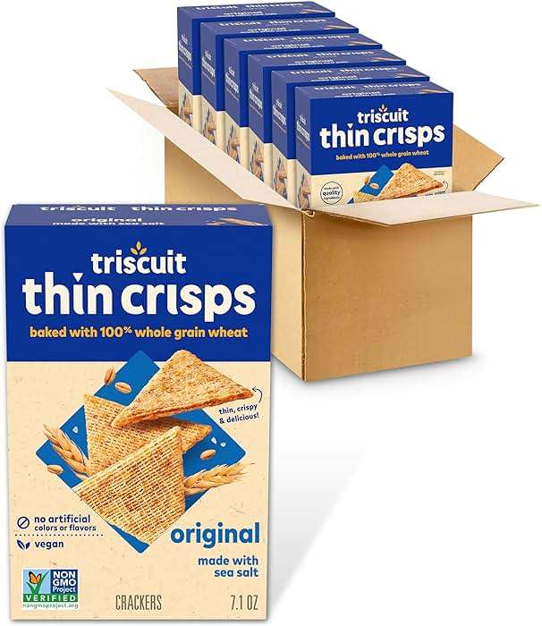 Triscuit Thin Crisps Original Whole Grain Wheat Crackers, Vegan Snacks, Bulk Snack Crackers, 6 - 7.1 oz Boxes - Image 1