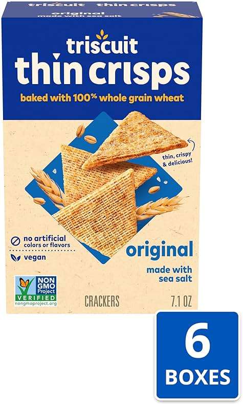Triscuit Thin Crisps Original Whole Grain Wheat Crackers, Vegan Snacks, Bulk Snack Crackers, 6 - 7.1 oz Boxes - Image 4