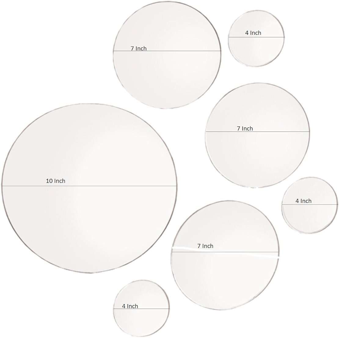 Light In The Dark Medium Round Mirror Wall Mounted Assorted Sizes (1x10”, 3x7”, 3x4”) - Set of 7 Round Glass Mirrors Wall Decoration for Living Room, Bedroom or Bathroom. - Image 2