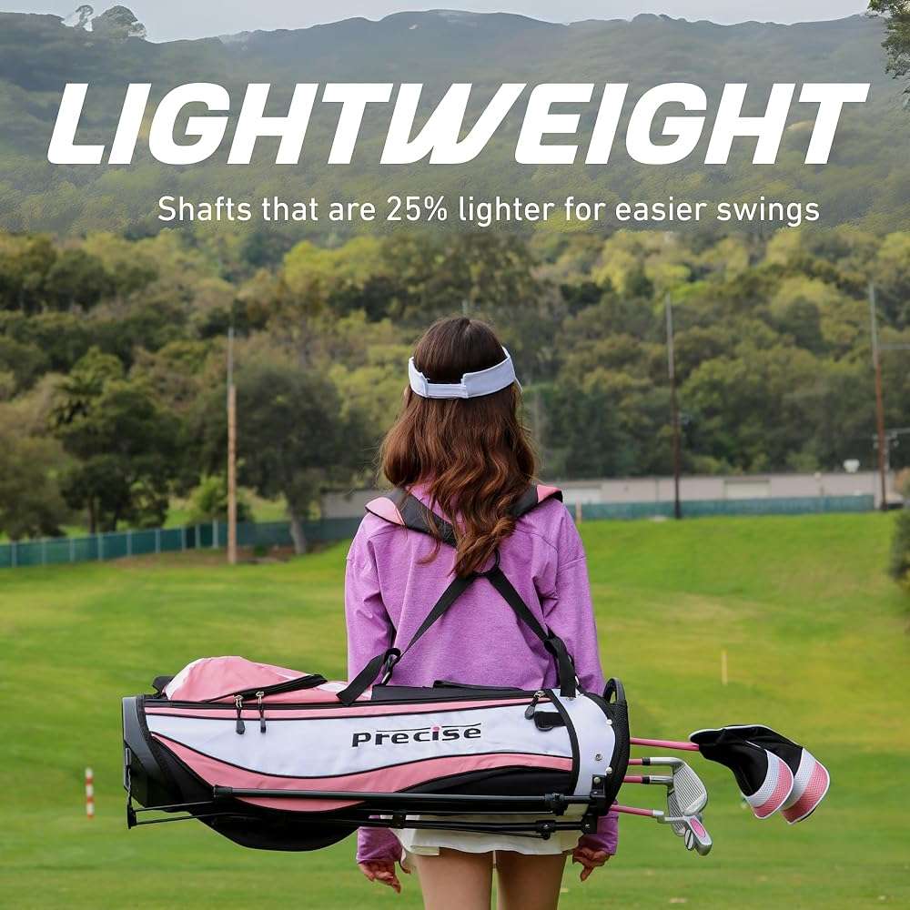 Precise X7 Kids Golf Clubs Set – Boys’ & Girls’ Junior Golf Set with Lightweight Graphite Shafts, Hybrid, Putter & Stand Bag - Image 3