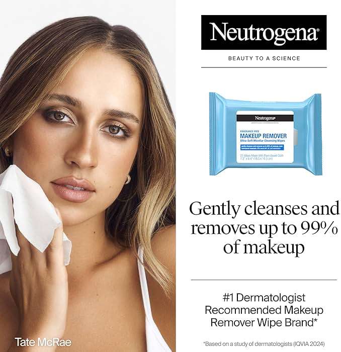 Neutrogena Makeup Remover Wipes for Face Daily Fragrance Free Gently Removes Oil Dirt and Waterproof Makeup in a Simple Fully Plant-Based Cloth, 2 pack of 25 ct - Image 2