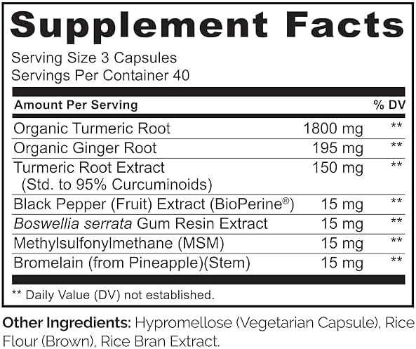 NATURELO Turmeric Curcumin - BioPerine for Better Absorption - Black Pepper, Ginger Root, Curcuminoids - Plant-Based Joint Discomfort Support - 120 Vegan Capsules - Image 3