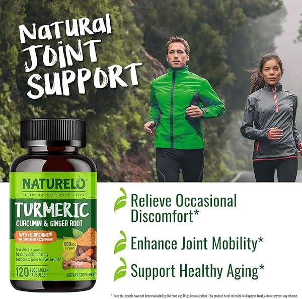 NATURELO Turmeric Curcumin - BioPerine for Better Absorption - Black Pepper, Ginger Root, Curcuminoids - Plant-Based Joint Discomfort Support - 120 Vegan Capsules - Image 5