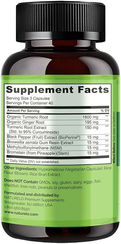 NATURELO Turmeric Curcumin - BioPerine for Better Absorption - Black Pepper, Ginger Root, Curcuminoids - Plant-Based Joint Discomfort Support - 120 Vegan Capsules - Image 7