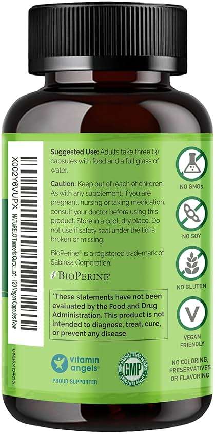 NATURELO Turmeric Curcumin - BioPerine for Better Absorption - Black Pepper, Ginger Root, Curcuminoids - Plant-Based Joint Discomfort Support - 120 Vegan Capsules - Image 8
