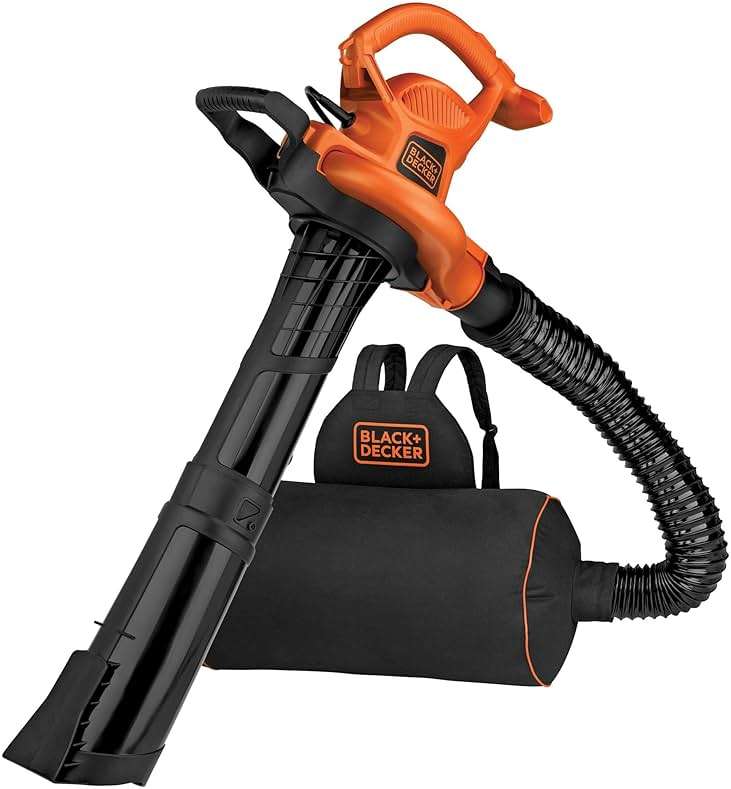 BLACK+DECKER Leaf Blower, Leaf Vacuum and Mulcher 3 in 1, Backpack Blowers for Lawn Care,250 mph Airflow, 400 cfm Delivery Power, Reusable Bag Included, Corded (BEBL7000) - Image 1