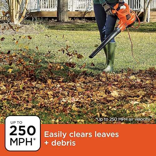 BLACK+DECKER Leaf Blower, Leaf Vacuum and Mulcher 3 in 1, Backpack Blowers for Lawn Care,250 mph Airflow, 400 cfm Delivery Power, Reusable Bag Included, Corded (BEBL7000) - Image 5