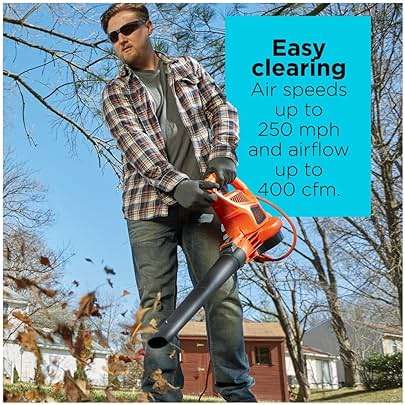 BLACK+DECKER Leaf Blower, Leaf Vacuum and Mulcher 3 in 1, Backpack Blowers for Lawn Care,250 mph Airflow, 400 cfm Delivery Power, Reusable Bag Included, Corded (BEBL7000) - Image 9