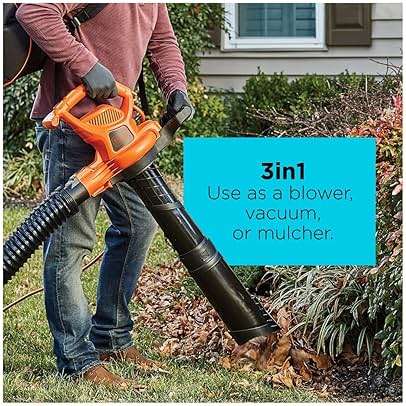 BLACK+DECKER Leaf Blower, Leaf Vacuum and Mulcher 3 in 1, Backpack Blowers for Lawn Care,250 mph Airflow, 400 cfm Delivery Power, Reusable Bag Included, Corded (BEBL7000) - Image 10