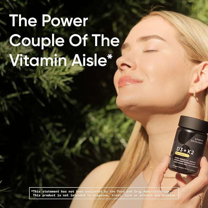 Sports Research® Vitamin D3 + K2 w/ Coconut Oil - Vegan Vitamin D 5000iu & Mk7 Vitamin K 100mcg for Bone & Immune Support - Vegan Certified · Non-GMO · Soy Free - 60 Softgels - Image 6