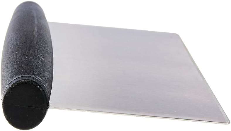 Amazon Basics Multi-Purpose Bench Scraper, Stainless Steel Dough Cutter with Measurement Marks, Dishwasher Safe, Non-slip Contoured Grip, 6", Black, Silver - Image 3