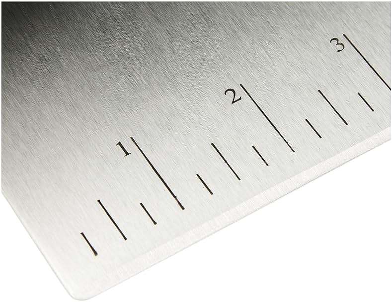 Amazon Basics Multi-Purpose Bench Scraper, Stainless Steel Dough Cutter with Measurement Marks, Dishwasher Safe, Non-slip Contoured Grip, 6", Black, Silver - Image 5
